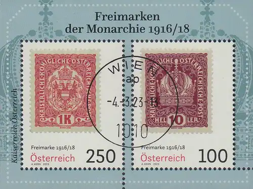 Österreich MiNr. Block (noch nicht im Michel) Freimarken der Monarchie 1916/18