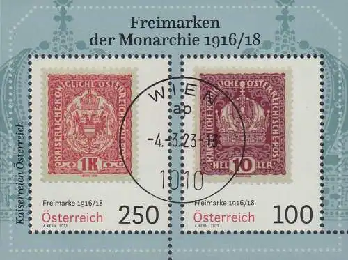 Österreich MiNr. Block (noch nicht im Michel) Freimarken der Monarchie 1916/18