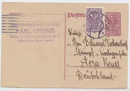 Österreich, Postkarte P240 + MiNr. 280, Wappenadler
