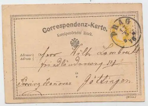 Österreich, Postkarte P18 von Prag nach Göttingen