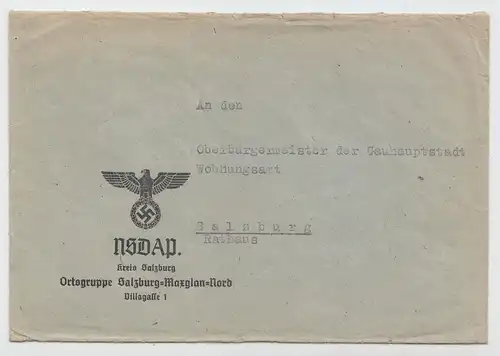 Österreich, Ortsdienstbrief aus Salzburg (1938 - 45), Absender: NSDAP