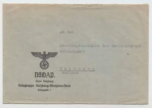 Österreich, Ortsdienstbrief aus Salzburg (1938 - 45), Absender: NSDAP