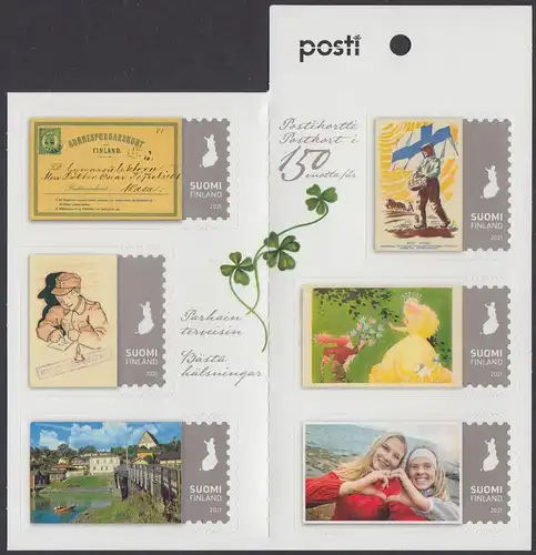Finnland MiNr. 2746-2751, 150 Jahre Finnische Postkarten skl (MH)