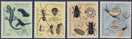 Liechtenstein MiNr. 2073-2076 Saminatal, Fauna (4 Werte)