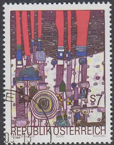Österreich Mi.Nr. 2319 Hundertwasser, Blues Blues, mehrfarbig/rot (7)