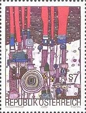 Österreich Mi.Nr. 2319 Hundertwasser, Blues Blues, mehrfarbig/rot (7)