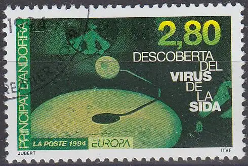 Andorra frz. Mi.Nr. 465 Europa 94, Entdeckung des Aids Virus (2,80)