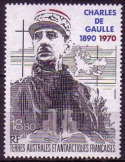 Franz. Geb. i.d. Antarktis Mi.Nr. 282 100. Geb. von Charles de Gaulle (18,80)