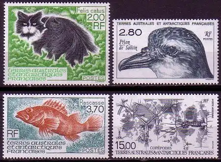 Franz. Geb. i.d. Antarktis Mi.Nr. 316-319 Tiere in der Antarktis (4 Werte)