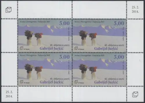 Bosnien-Herz.Kroat. Mi.Nr. Klbg.384 Gabriel Jurkic, Gemälde Winteridylle