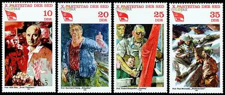 D,DDR Mi.Nr. 2595-98 Parteitag der SED, Gemälde (4 Werte)