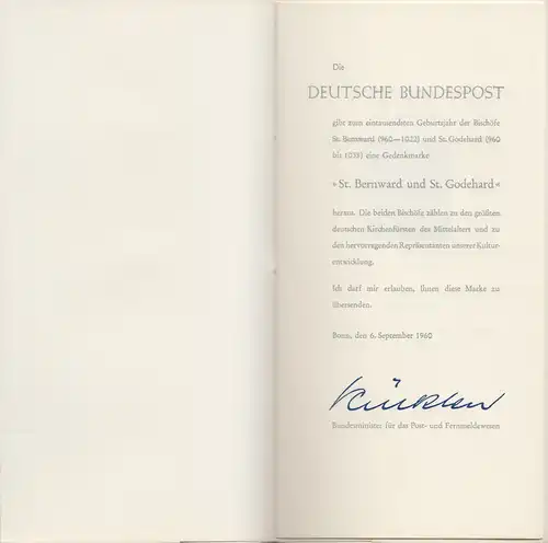 D,Bund Mi.Nr. 336 Bischhöfe hl. Bernhard und hl. Godehard (** + o)