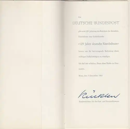 D,Bund Mi.Nr. 345, 125 Jahre deutsche Eisenbahn (** + o)