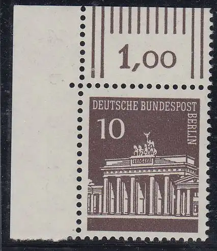 Berlin Mi.Nr. 286 Brandenburger Tor (10) Ecke oben links