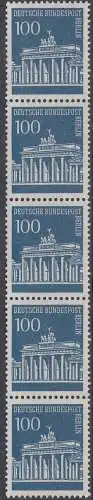 Berlin Mi.Nr. 290 Brandenburger Tor (100),  5er-Streifen