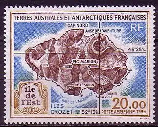 Franz. Geb. i.d. Antarktis Mi.Nr. 349 Karte der Ile de l'Est, Crozet (20,00)