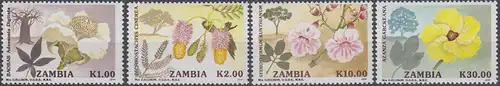 Sambia Mi.Nr. 586-589 Blühende Bäume (4 Werte)