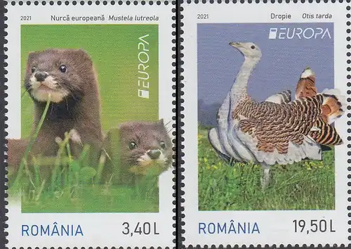 Rumänien MiNr. 7850-7851A Europa 2021, Gefährdete Wildtiere (2 Werte)