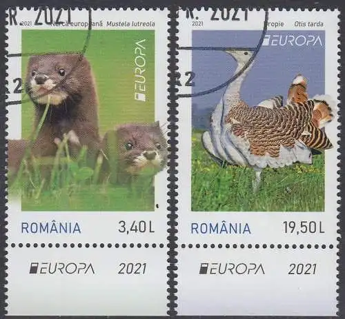 Rumänien MiNr. 7850-7851A Europa 2021, Gefährdete Wildtiere (2 Werte)