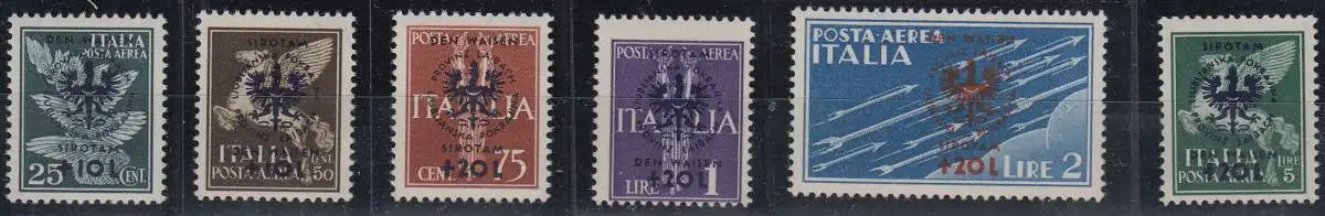 Dt. Besetzung II. Weltkrieg, Laibach, Mi.Nr. 33-38 Flugpostmarken von Italien 