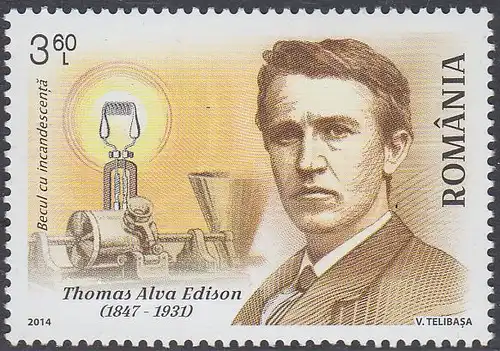 Rumänien Mi.Nr. 6909 Erfinder, Thomas Ava Edison (3,60)