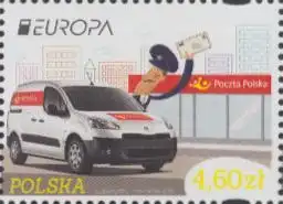 Polen Mi.Nr. 4607 Europa 13, Postfahrzeuge, Briefträger im Peugeot (4,60)
