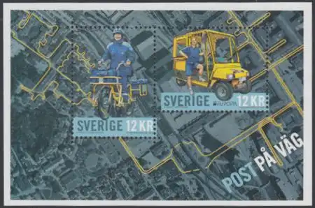 Schweden Mi.Nr. Block 43 Europa 13, Postfahrzeuge, Fahrrad, Elektroauto