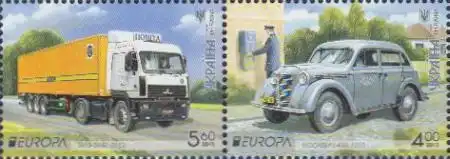 Ukraine Mi.Nr. Zdr.1335+34A Europa 13, Postfahrzeuge