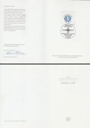Ministerkarte, Bund Mi.Nr. 2087 Jubiläum Anno Domini 2000 (110)