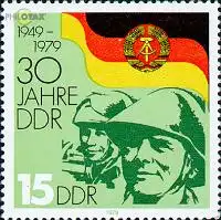 D,DDR Mi.Nr. 2460 30 Jahre DDR, Soldaten der NVA, Fahne (15)