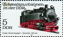 D,DDR Mi.Nr. 2629 Schmalspurbahnen, Lokomotive Freital (5)