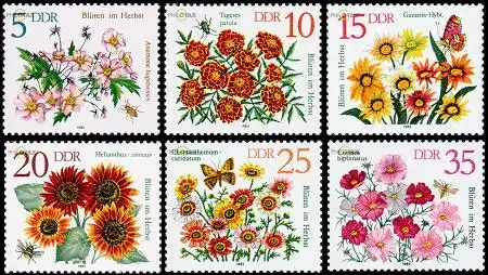 D,DDR Mi.Nr. 2737-42 Herbstblumen (6 Werte)