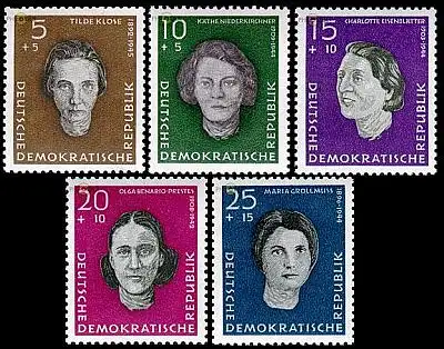 D,DDR Mi.Nr. 715-19 Gedenkstätte Ravensbrück, Frauen (5 Werte)