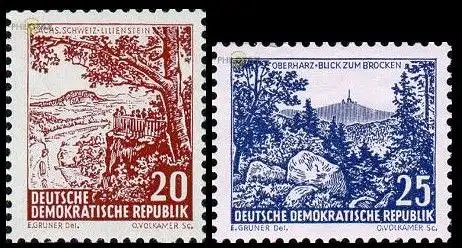 D,DDR Mi.Nr. 815-16 Freim. Landschaften + hist. Bauten (2 Werte)