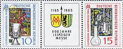 D,DDR Mi.Nr. Zdr.1052-53 Leipziger Herbsmesse 64 (je 1 x 1052-53 + Zw.steg)