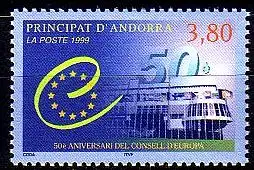 Andorra frz. Mi.Nr. 536 50 Jahre Europarat, Palast der Menschenrechte (3,80)