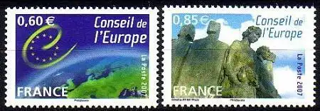 F,Europarat Dienst Mi.Nr. 63-64 Kunst, Blick auf Europa (2 Werte)