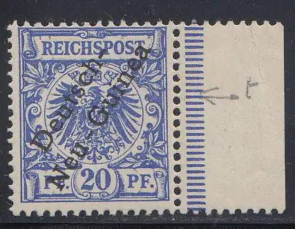 Deutsche Kolonien, Deutsch-Neuguinea MiNr. 4X, Krone/Adler, postfri. Randstück