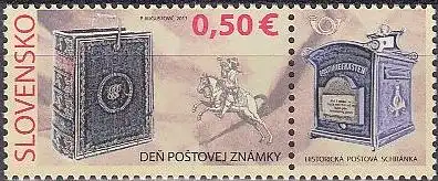 Slowakei Mi.Nr. 673Zf Tag der Briefmarke, Briefkasten, Postreiter (0,50)
