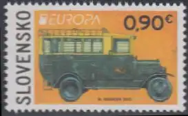 Slowakei Mi.Nr. 707 Europa Postfahrzeuge, Postbus Skoda 125 (0,90)