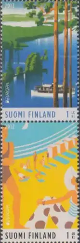 Finnland Mi.Nr. Zdr.2179-80 Europa 12, Besuche , Ausflugsboot, Strand, skl