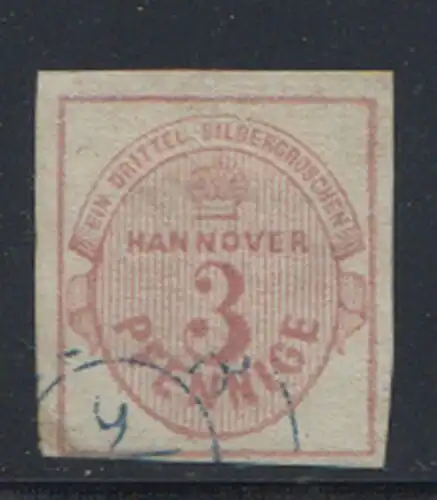 Hannover, Mi.Nr. 13a Freimarke: Wertangabe und Krone im Oval (3 Pf / 1/3 Sgr.)