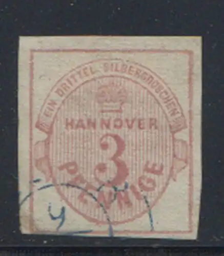 Hannover, Mi.Nr. 13a Freimarke: Wertangabe und Krone im Oval (3 Pf / 1/3 Sgr.)