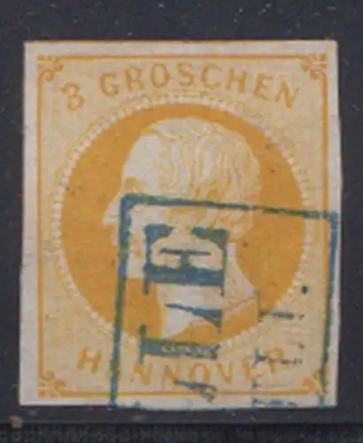 Hannover, Mi.Nr. 16a König Georg V (3 Gr.), Ivoll- bis breitrandig