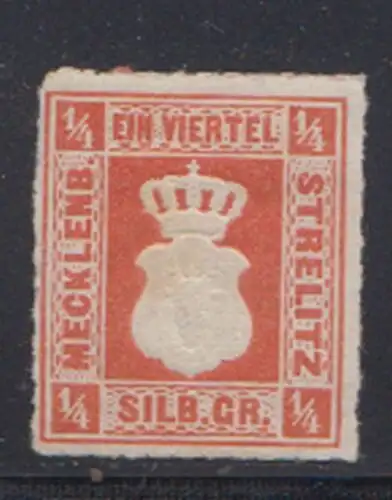 Mecklenburg-Strelitz MiNr. 1a Stierkopf in gekr. Wappen im Rechteck (1/4 Sgr.) 