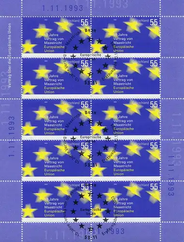 D,Bund Mi.Nr. Klbg. 2373 10 J. Vertrag von Maastricht, Sterne der Europaflagge