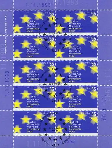 D,Bund Mi.Nr. Klbg. 2373 10 J. Vertrag von Maastricht, Sterne der Europaflagge