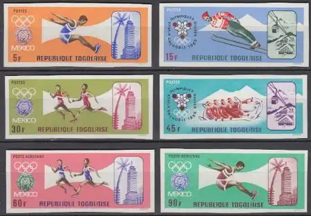 Togo Mi.Nr. 626-31B Olympia 1968 Mexiko und Grenoble (6 Werte)
