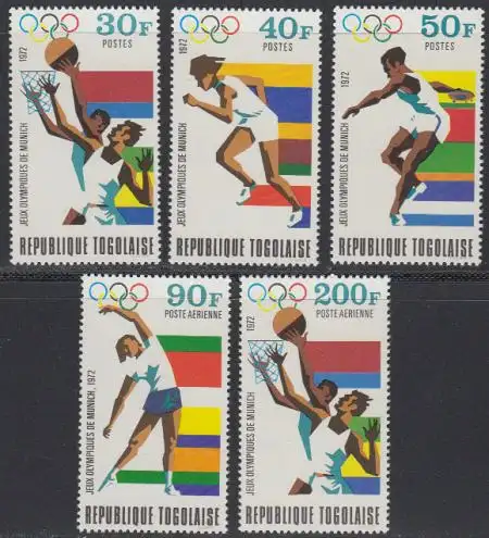 Togo Mi.Nr. 930-34A Olympia 1972 München (5 Werte)