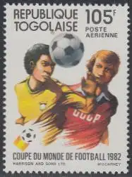 Togo Mi.Nr. 1615 Fußball WM 1982, Spielszene (105)